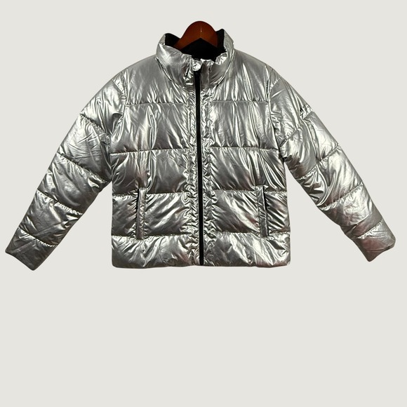 Boulder Gear Jackets & Blazers - Boulder Gear Silver Metallic Puffer Jacket Faux Fur Lined Women's Large Coat